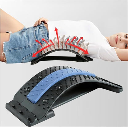 Lumbar Arc Shaped Traction Massager, Household Magnetic Therapy Back/Cervical/Lumbar Stretch Corrector, Back Relaxation&Pain Relief (Color : Black+Purple, Size : 38.5 * 16.8cm)