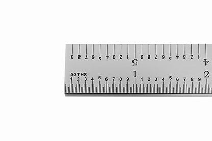 PEC Tools 6-Inch Rigid Steel Ruler, High-Quality Carbon Steel with Satin Chrome Finish, 3R Graduation (1/32", 1/64", 1/10", 1/50"), Fully Hardened and Tempered, Made in USA