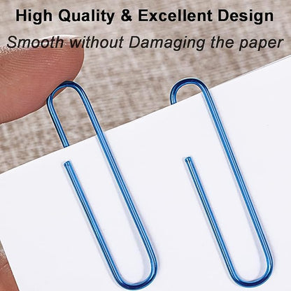 Vinaco Blue Paper Clips, 400PCS Assorted Sizes, 1.3" & 2" Paper Clips, Durable & Rustproof, Coated, Great for Office & School