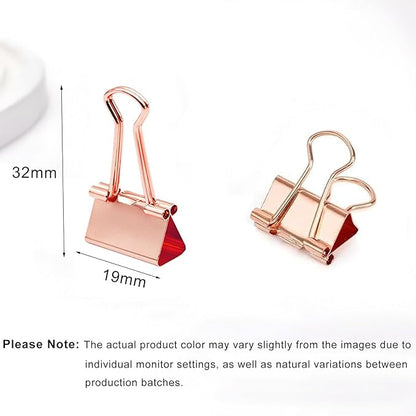 50 Pack Small Rose Gold Binder Clips 3/4 Inch (19 mm), Colored Little Paper Clamps, Tiny Mini Paper Clips for Office Home School Business 0.75"