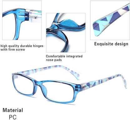 Henotin 5-Pack Reading Glasses Blue Light Blocking Anti Eyestrain Computer Reading Glasses for Women and Men Readers (Mixed color, 2.25)