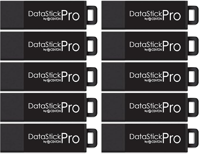 Centon Electronics MP Valuepack USB 3.2 Gen1 DataStick Pro Flash Drive, 128 GB, 10 USB Flash Drives, 10 Pack, Black