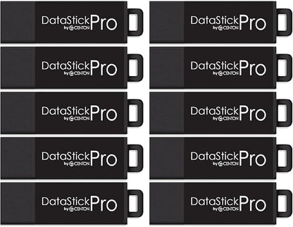 Centon Electronics MP Valuepack USB 3.2 Gen1 DataStick Pro Flash Drive, 128 GB, 10 USB Flash Drives, 10 Pack, Black