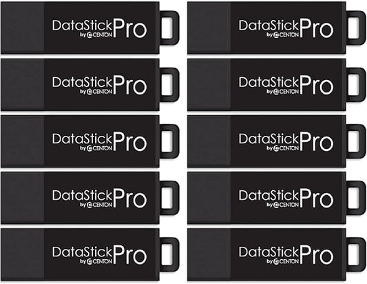Centon Electronics MP Valuepack USB 3.2 Gen1 DataStick Pro Flash Drive, 128 GB, 10 USB Flash Drives, 10 Pack, Black