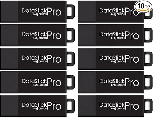 Centon Electronics MP Valuepack USB 3.2 Gen1 DataStick Pro Flash Drive, 32 GB, 10 USB Flash Drives, 10 Pack, Black