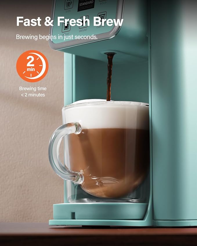 SHARDOR Single Serve Coffee Maker, Hot and Iced Coffee Machine for K Cup Pods & Ground Coffee, 6 to 14 oz Brew Sizes, 50 oz Removable Water Tank, Bold Brew Setting, Blue