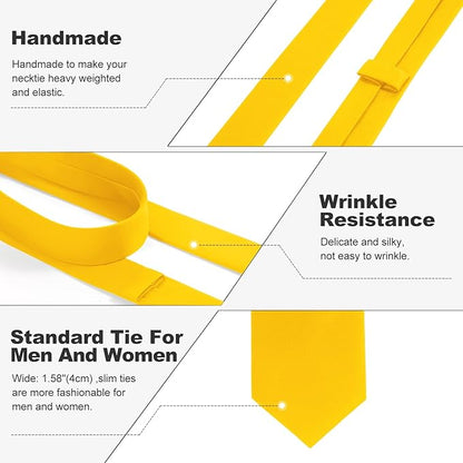 Skinny Ties Black Ties For Men and Women Solid Pure Color 1.58" (4CM) Plain Formal Slim Neckties