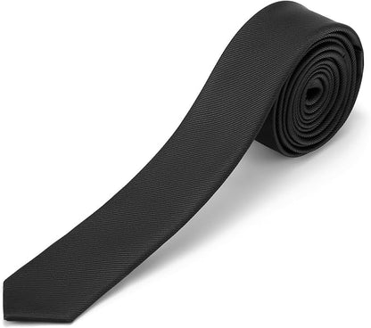 Skinny Ties Black Ties For Men and Women Solid Pure Color 1.58" (4CM) Plain Formal Slim Neckties