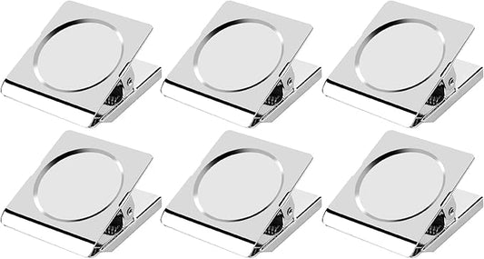 Magnetic Clips, 2.12 inches Heavy Duty Metal Magnet Clips for Hanging, 6 Pack Extra Strong Large Magnetic Clip for Whiteboard, Classroom, Office