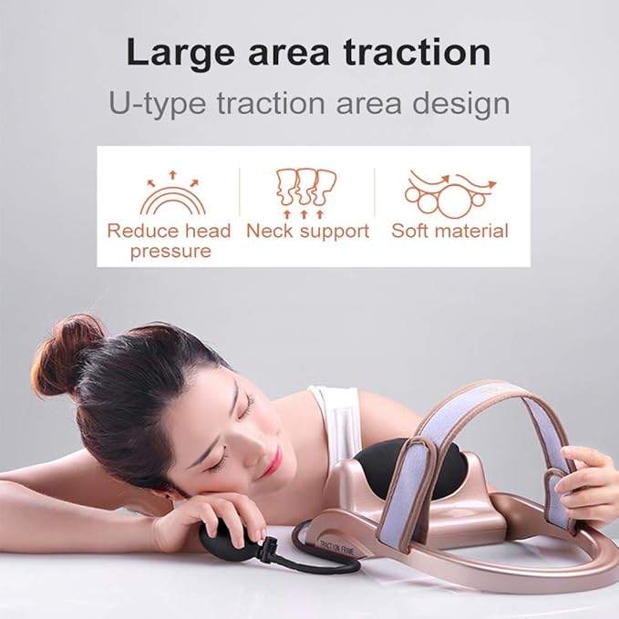 WOOLALA Cervical Neck Traction Device, Chronic Neck Pain Relief Muscle Relax Pillow with Band Neck Curve Correct Home Neck Stretcher