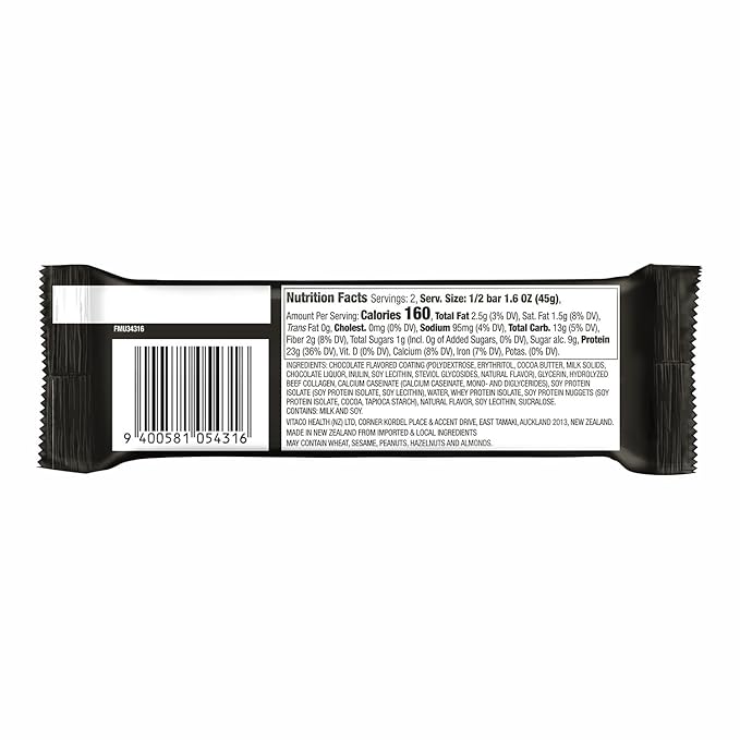 MUSASHI High Protein Bar, 46g Protein, 4g Total Sugars, Rocky Road, Post Workout and Protein Snack On The Go, 12 Pack of 3.2oz (90g) Bars