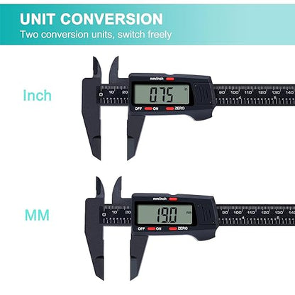 Kynup Digital Caliper, Caliper Measuring Tool with LCD Screen, Electronic Micrometer Caliper with Auto-Off Feature, Inch and Millimeter Conversion(0-6")