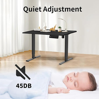 Electric Standing Desk Frame Workstation,Memory Controller Height Adjustment,Up to 47.2", Ergonomic Stand Up Desk Base for Home and Office, Black Frame Only
