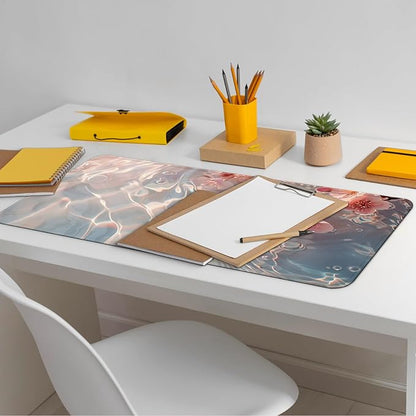 Large Computer Mouse Pad with Non-Slip Base for Desktop, Cute Gaming Mouse Mat with Stitched Edges, Long Extended Anime Mousepad for Laptop, 31.5 x 11.8 inches (Pink Cherry Blossoms)