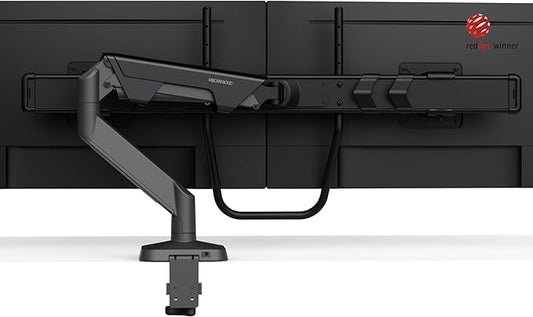 Dual Monitor Arm Desk Mount with Gas Spring & USB Charging, Fits 17–32” inches Screens up to 33 lbs, VESA 75x75/100x100, Crossbar Handle for Easy Adjustment, Black, Dual