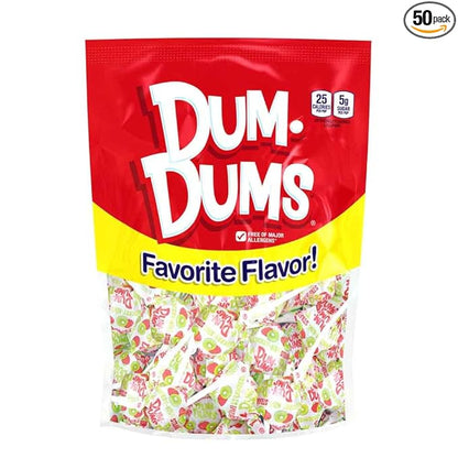 Dum Dums Strawberry Kiwi Lollipops - Bulk Candy Box with Lollipops Individually Wrapped, Single Flavor Gourmet Suckers - 50 Count
