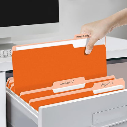 SUNEE File Folders, 150 Pack Manilla Folders 8.5 x 11, Colored File Folders Home Office School Supplies for Documents Files Paper, Orange