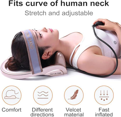 WOOLALA Cervical Neck Traction Device, Chronic Neck Pain Relief Muscle Relax Pillow with Band Neck Curve Correct Home Neck Stretcher