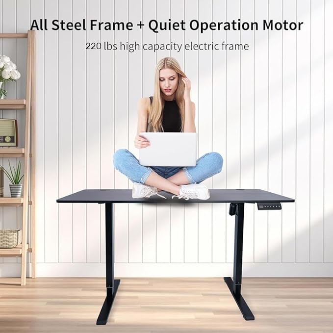 Electric Standing Desk Frame Workstation,Memory Controller Height Adjustment,Up to 47.2", Ergonomic Stand Up Desk Base for Home and Office, Black Frame Only