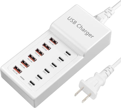 USB Charging Station, 12 Ports USB C Charger, 50W/10A MultiPort Charging Block[6 USBC+6 USBA], Compatible with iPhone 16/15/14/13/Samsung/Tablet/Watch/Headphones and Multiple Charger Plug