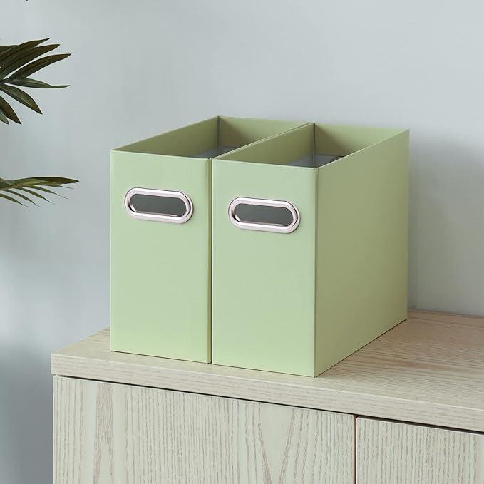 Oterri Cardboard File Organizer Box for Hanging File Folders Letter Size,File Box for Computer Desk,File Cabinet,Working Home,Office,Classroom (Green, Letter Size - 6 Packs)
