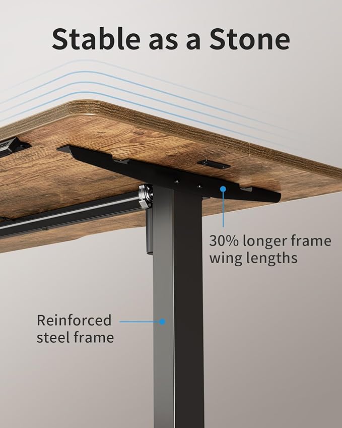 FEZIBO Electric Standing Desk, 48 x 24 Inches Height Adjustable Stand up Desk, Sit Stand Home Office Desk, Computer Desk, Rustic Brown