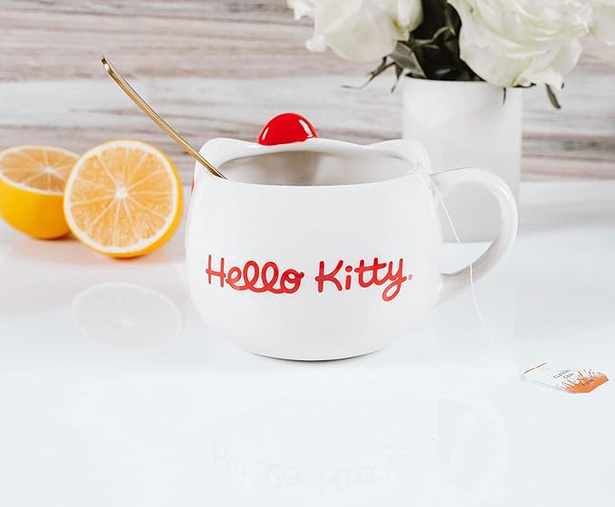 Silver Buffalo Hello Kitty Face Ceramic 3D Sculpted Mug, 22-Ounces