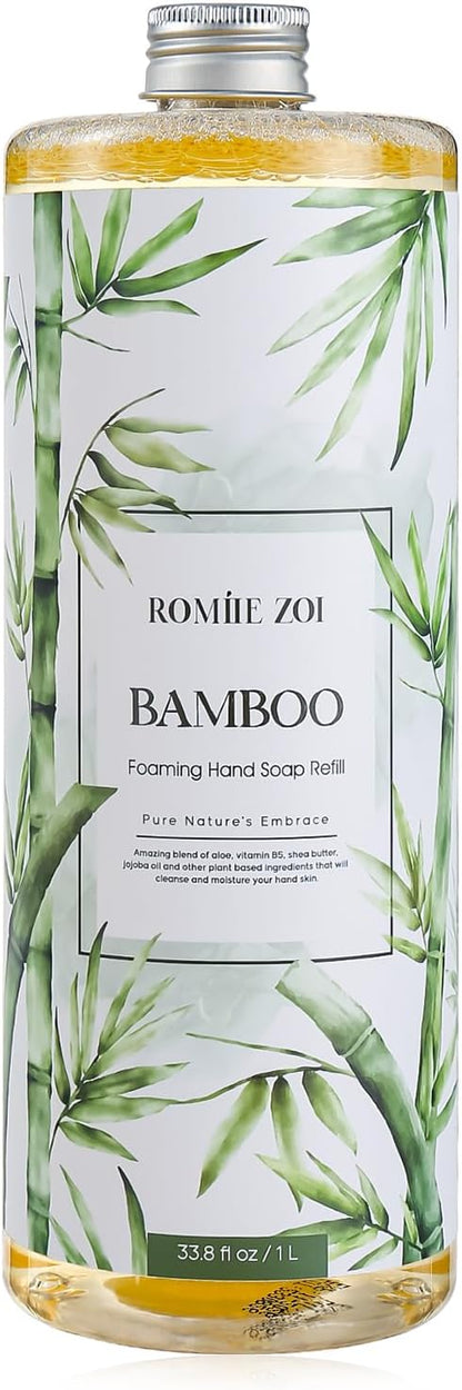 ROMIIE ZOI Foaming Hand Soap Refill, Bamboo, Gentle & Moisturizing Formula for Home & Kitchen, 1 L/ 33.8 FL OZ