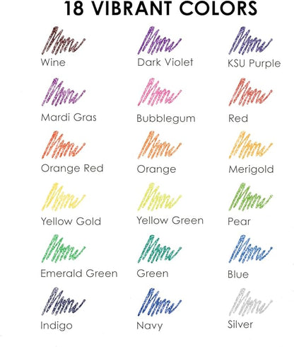 Grabie Capped Glitter Gel Pens 18 Colors, Metallic Vibrant Sparkle Gel Pens for Coloring, Color Pens for Adults,Colored Gel Pens for Adult Coloring Books and Drawing