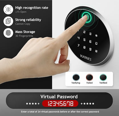KAPUCI Modern Minimalism Design Biometric Fingerprint Touch Screen Safe, 2.25 Cubic Feet Auto-Open Safe Box with Digital Virtual Password,Safety Steel Home Safes for Wardrobe,Office(New Version)