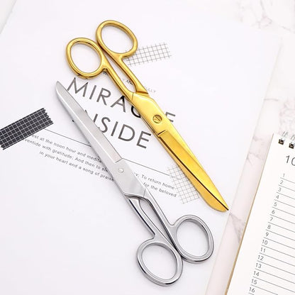 NatSumeBasics 7" Gold Scissors Craft Tailor Fabric Brass Scissors All Purpose Stainless Steel Professional Dressmaker Shears for Desk School Office Home (Gold)