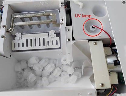 Self Cleaning Hot and Cold Water Cooler Dispenser with Ice Maker for 5 Gallon Bottom Loading 22lbs Daily Capacity Night Light White