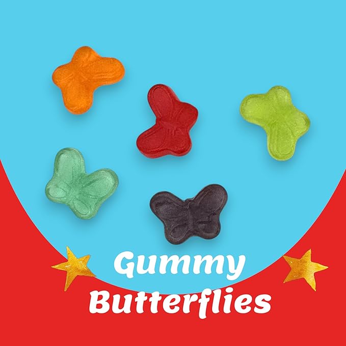 Irresistibly Delicious Mini Butterfly Gummies - 1.5 lbs Lusciously Flavorful Soft & Chewy Candy Snack, Fruity Flavor Assortment-Great for Kids and Adults of All Ages(24 oz)