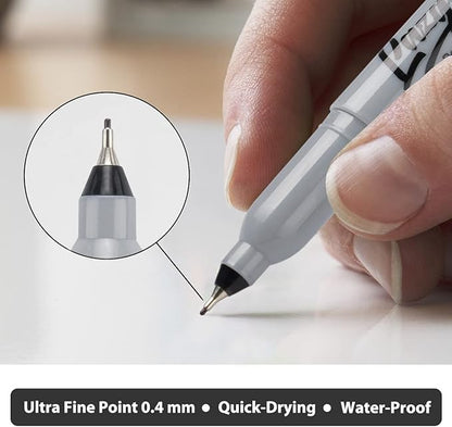Permanent Markers Bulk, Ultra Fine Point, 60 Pack Black 0.4 mm Permanent Marker set, Felt Tip Pens Works on Plastic, Wood, Stone, Metal and Glass for Doodling, Marking