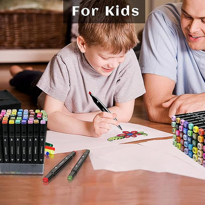 Alcohol Markers 168 Colors with Base Dual Tip Art Drawing Markers for Anime Sketch Illustrations - Refillable