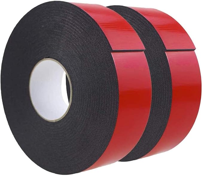 Double Sided Foam Tape 2.36In x 33FT 2 Pack, Mounting Tape Heavy Duty, Strong Adhesive Weatherproof Seal Strips for DIY Craft Picture Poster, Car & Gap Filling Mountings, Home Office Decor (Black)