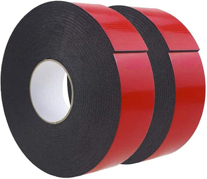 Double Sided Foam Tape 2.36In x 33FT 2 Pack, Mounting Tape Heavy Duty, Strong Adhesive Weatherproof Seal Strips for DIY Craft Picture Poster, Car & Gap Filling Mountings, Home Office Decor (Black)