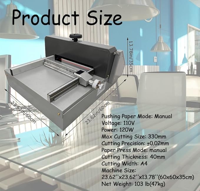 A4 Desktop Electric Paper Cutter 1.57in Cutting Thickness 13in Width Paper Trimmer with Infrared Protection for Office, School, Printing Plant