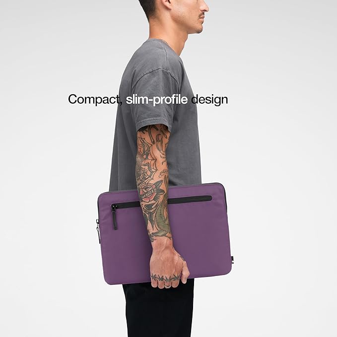 Incase Compact Laptop Sleeve with Flight Nylon - 16 Inch MacBook Pro and Laptop Case – Slim Computer Sleeve with Faux Fur Lining, Front Accessory Pocket with Zipper - Nordic Mauve