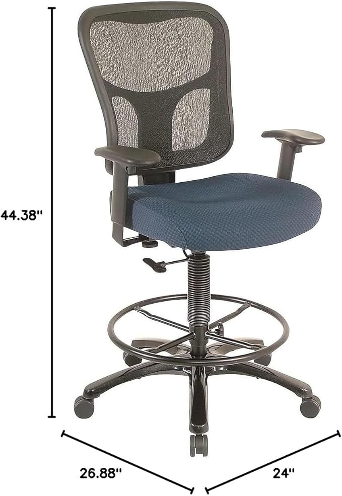 Tempur-Pedic Mesh Back Fabric Drafting Stool, Navy (TP8200-NAVY)