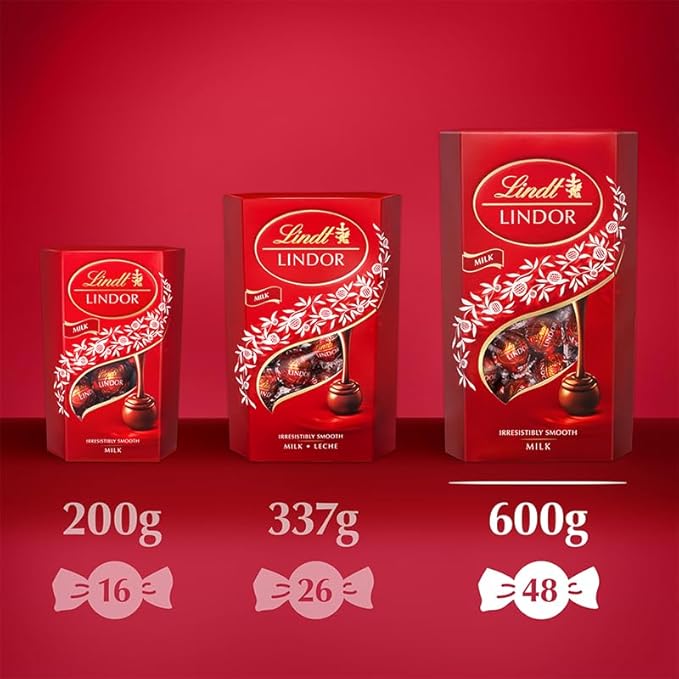 Lindt Lindor Milk Chocolate Truffles Box - approx. 48 Balls, 600 g - Perfect for Sharing and Gifting - Chocolate Balls with a Smooth Melting Filling