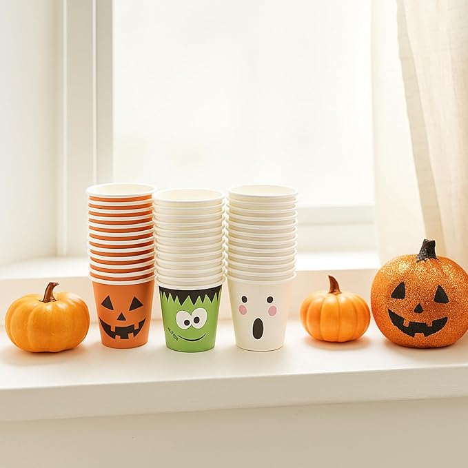 50 Pcs Halloween Shot Cups 2oz Paper Disposable Shot Glasses Mini Halloween Party Cup for Party Drinking Supplies