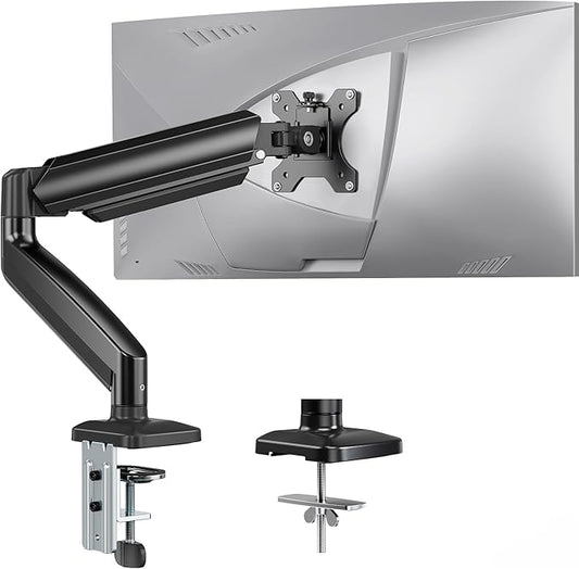 ErGear Single Monitor Arm, Adjustable Monitor Mount for 13–49 inch Screens, Computer Monitor Stand with VESA Mount, C-Clamp & Grommet Base, Max Load 22 lbs, Max VESA 100x100mm, EGSS25B