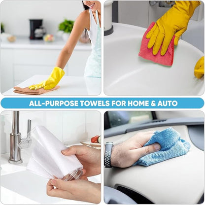 AIDEA Microfiber Cleaning Cloth 165 Sheets 3 Roll, Microfiber Towels for Cars, Shop Rags Washable, Cleaning Rags Reusable Paper Towels for Automotive, Mechanic, Workshops, House,11×9", Coffee