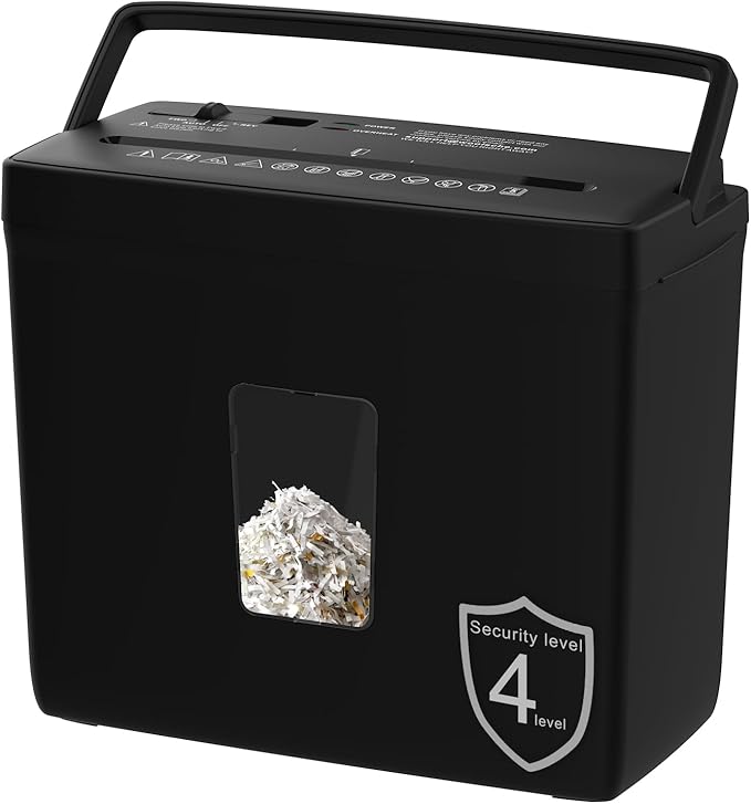 Paper Shredder for Home Use,5 Sheets Small Cross Cut Paper Shredder,P-4 Security Level with 2.38-Gallon Basket, 4-Mode Design-Durable & Fast and Jam Proof for Home Office Utilization