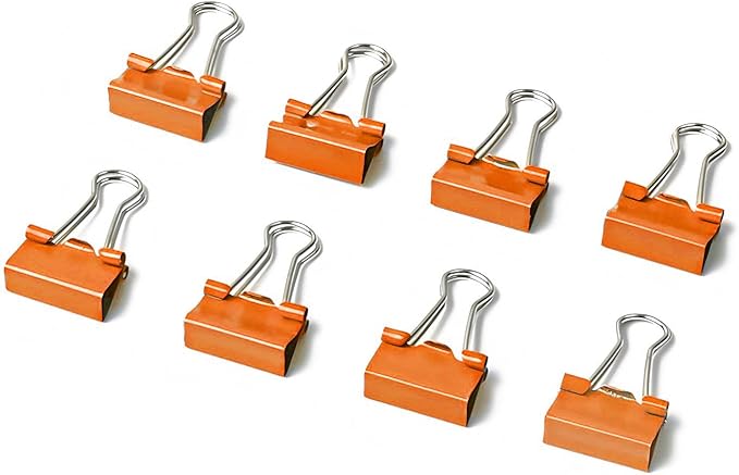 50 Pack Small Orange Binder Clips 3/4 Inch (19 mm), Colored Little Paper Clamps, Tiny Mini Paper Clips for Office Home School Business 0.75"