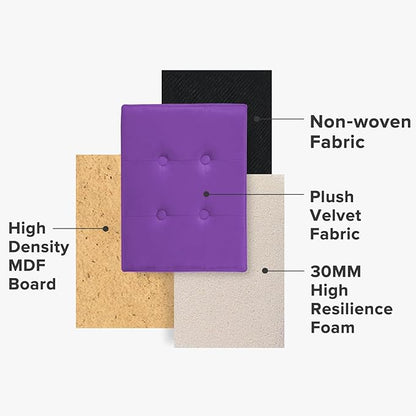 Storage Ottoman Folding Foot Stool Velvet Foot Rest with Padded Modern Ottoman with Storage for Living Room Puppy Step Stool 17x13x13in(Purple)