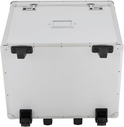 Rolling File Box with Telescopic Handle, Locking File Cabinet with Lock, Files Cart with Wheels, Mobile Business Case, Aluminum Alloy Hand Pull File Case for Home, Office, Bank - Silver