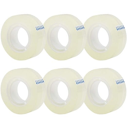 OWLKELA 6 Rolls Transparent Tape Refills, Clear Tape, All-Purpose Transparent Glossy Tape for Office, Home, School