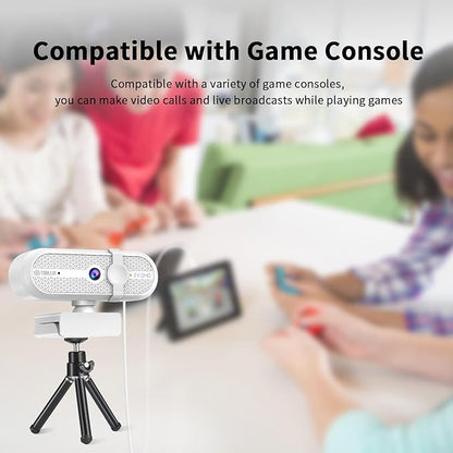 TOALLIN 2K Webcam for Streaming, 5 Million Pixels, Built-in Mic, FOV 90° Webcam with Tripod and Privacy Cover, USB Computer Camera for Laptop, Live-Streaming, Gaming, Video Calls